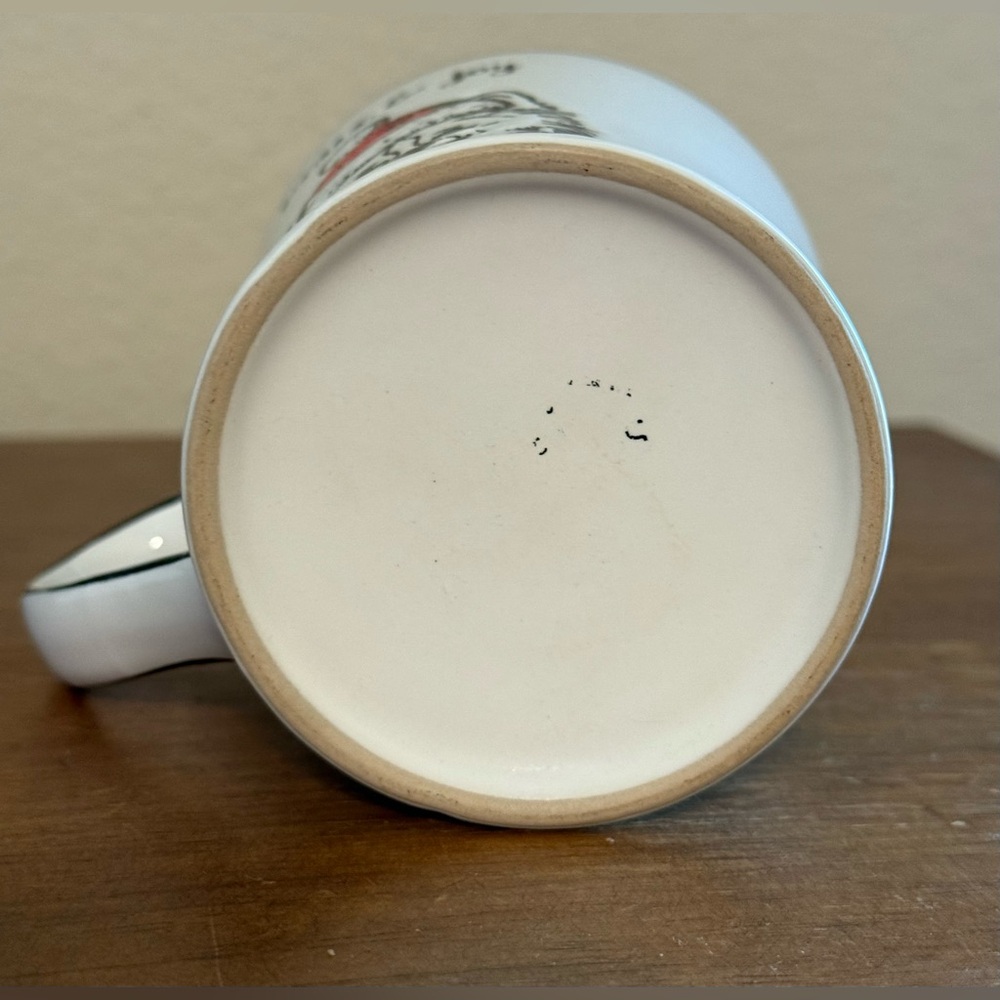 Pomeranian Christmas Mug White w/Black Trim Red Stocking Hat Red on the Inside - Picture 4 of 6